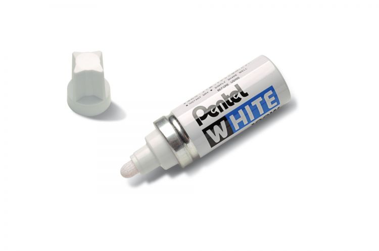Pentel X100W 12 Pack White Permanent Marker Bullet Tip 3.3mm Line - Image 1