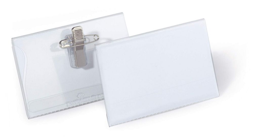 Durable COMBI CLIP and Pin Name Badge Holders and Inserts PK50 54x90mm