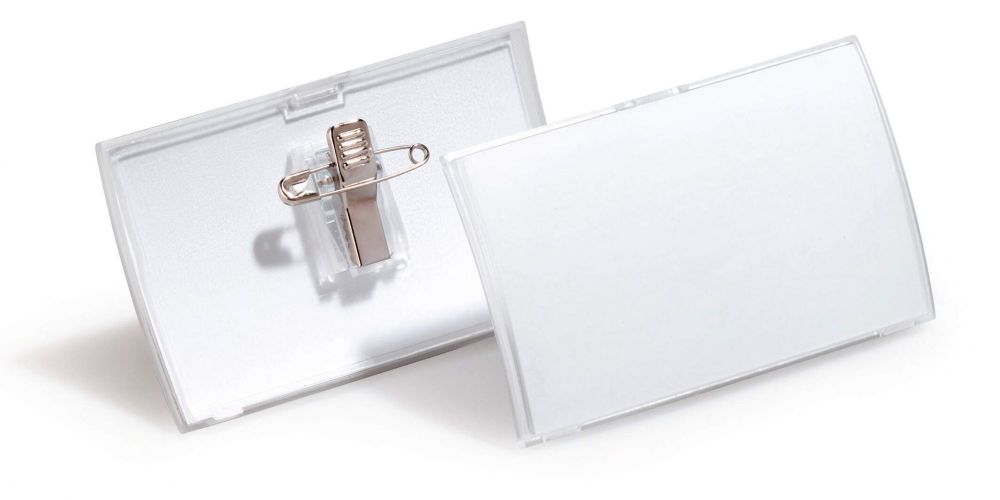 Durable CLICK FOLD Convex Clip & Pin Name Badge Holder PK25 54x90mm