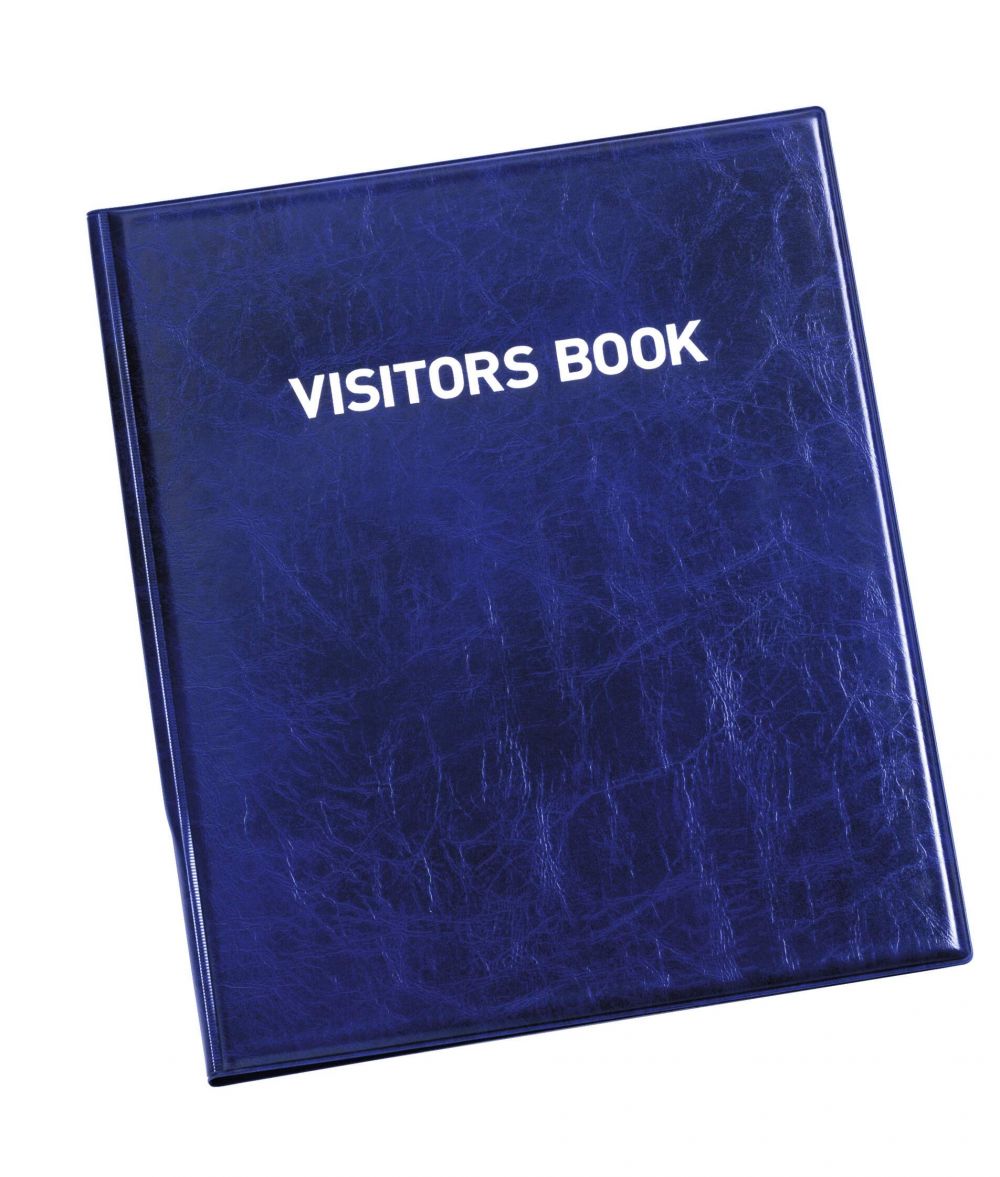 Durable PU Leather GDPR Visitor Book 100 Name Badges & Security Sheet