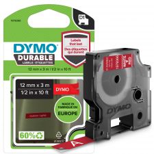 Dymo 1978366 D1 Durable 12mm x 3M Tape White on Red thumbnail 1