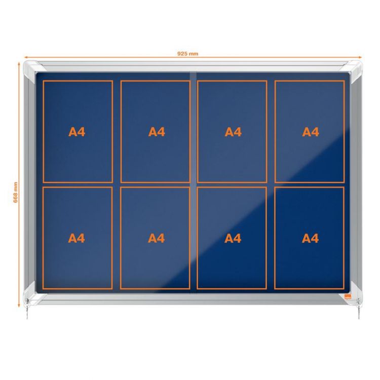 Nobo 1902565 Premium Plus Blue Felt Lockable Notice Board 8xA4 - Image 6