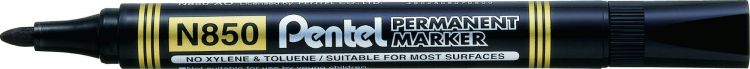 Pentel N850 12 Pack Black Permanent Marker Bullet Tip 2.1mm Line - Image 1