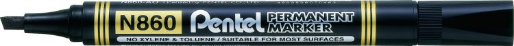Pentel N860 12 Pack Black Permanent Marker Chisel Tip 2.5-7mm Line - Image 1