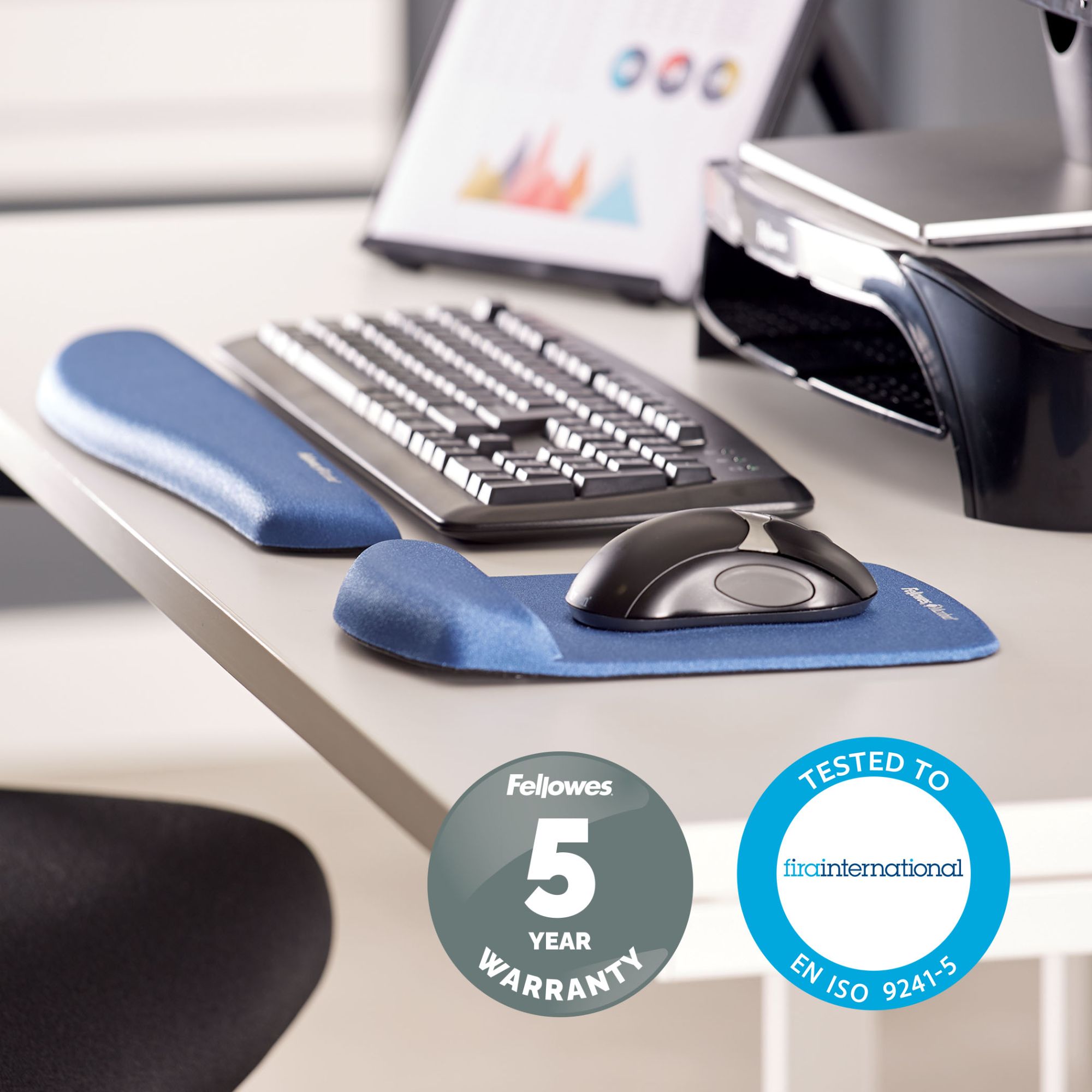 Fellowes 9287302 PlushTouch Mousepad Wrist Support Blue