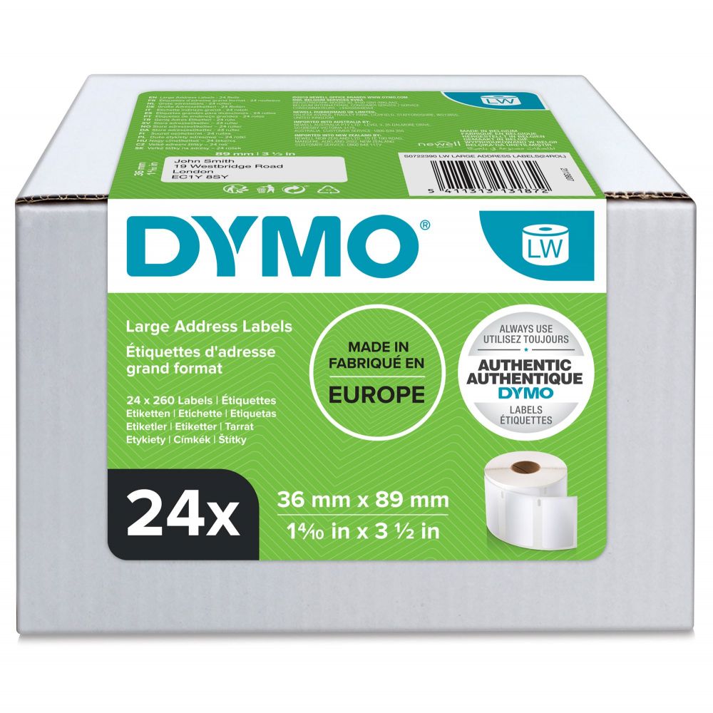 Dymo+99012+24+Rolls+of+36mm+x+89mm+Large+Address+Permanent+Labels