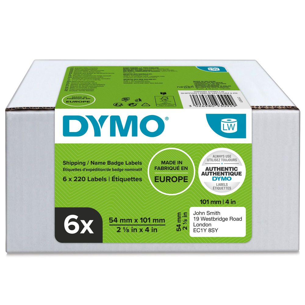 Dymo 99014 6 Rolls LW Shipping Labels 54 x 101mm