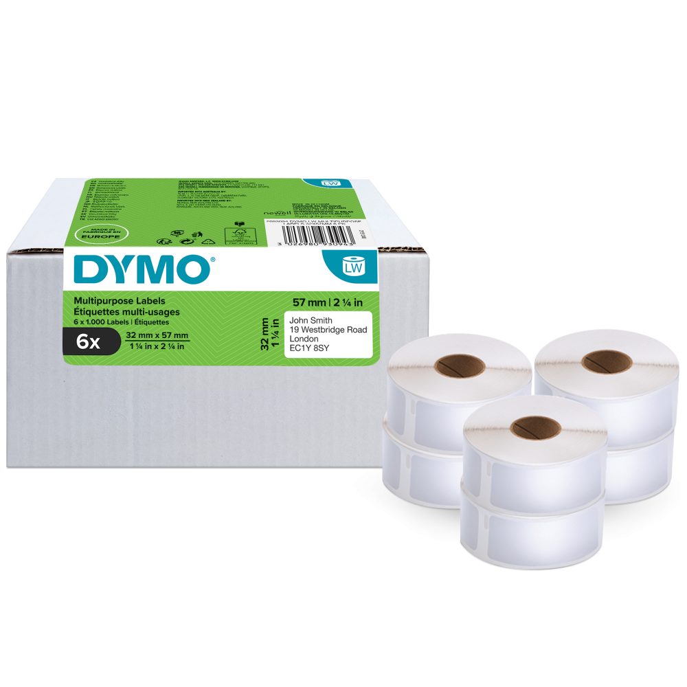 Dymo 11354 6 Rolls LW Multipurpose Address Labels 32 x 57mm