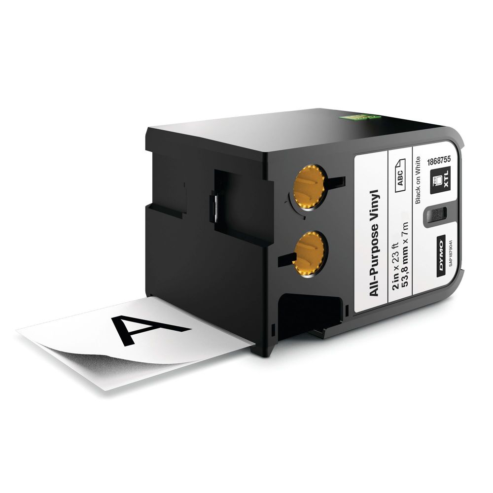 Dymo+1868755+XTL+54mm+x+7m+Roll+All-Purpose+Vinyl+Black+on+White