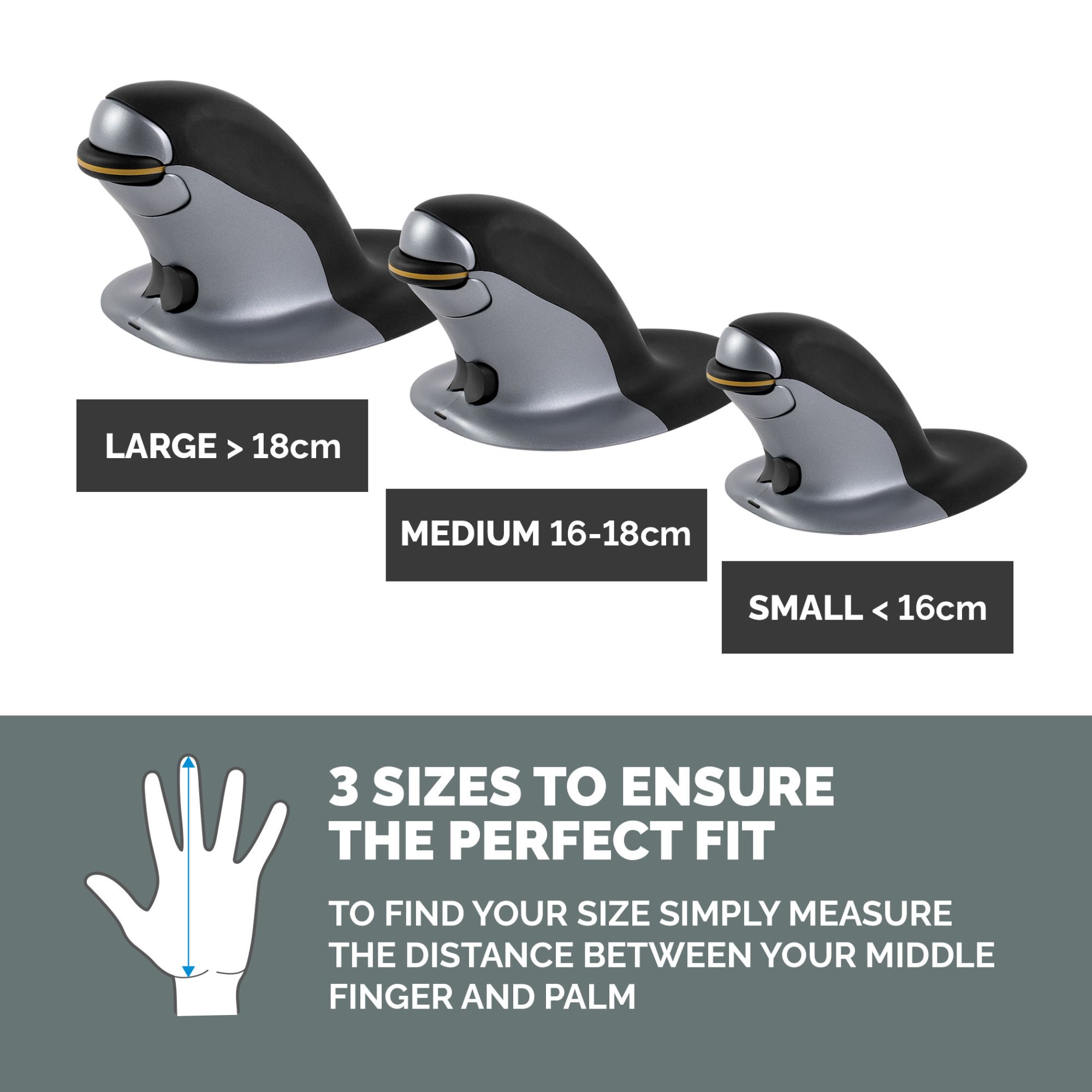 Fellowes 9894901 Small Penguin Ambidextrous Vertical Mouse - Wireless