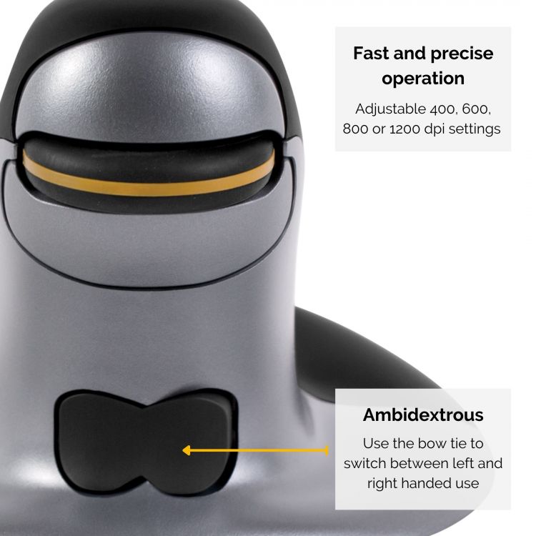 Fellowes 9894901 Small Penguin Ambidextrous Vertical Mouse - Wireless - Image 5