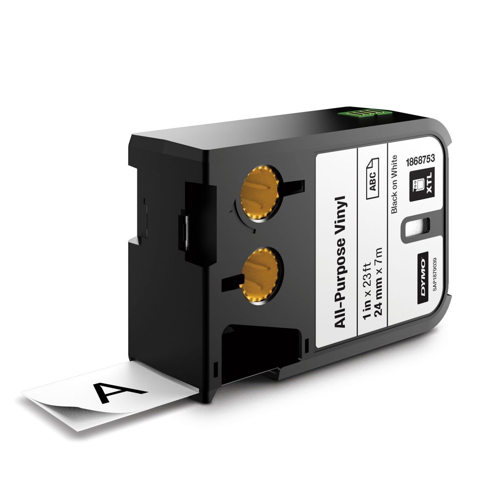 Dymo 1868753 XTL 24mm x 7m Roll All-Purpose Vinyl Black on White