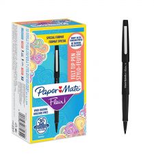 Paper Mate 2077174 Flair Pen 0.7 - 1mm Medium Tip Black Ink Box of 36 thumbnail 1