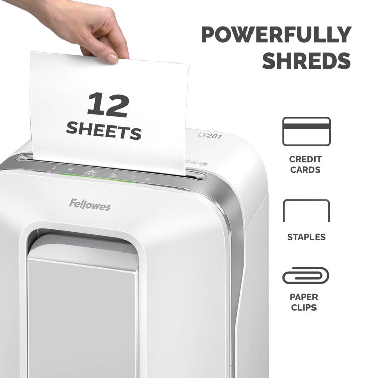 Fellowes Powershred LX201 Micro-Cut Shredder White - Image 3