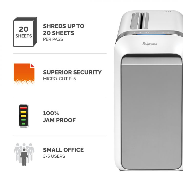 Fellowes Powershred LX221 Micro-Cut Shredder White - Image 2