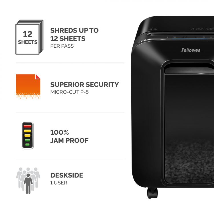 Fellowes Powershred LX201 Micro-Cut Shredder Black - Image 2