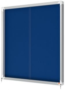Nobo 1902566 Premium Plus Blue Felt Lockable Notice Board 12xA4 thumbnail 3
