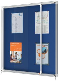 Nobo 1902566 Premium Plus Blue Felt Lockable Notice Board 12xA4 thumbnail 4