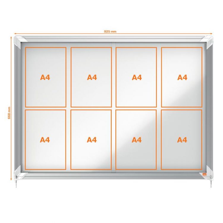 Nobo 1902569 Premium Plus Magnetic Lockable Notice Board 8xA4 - Image 2
