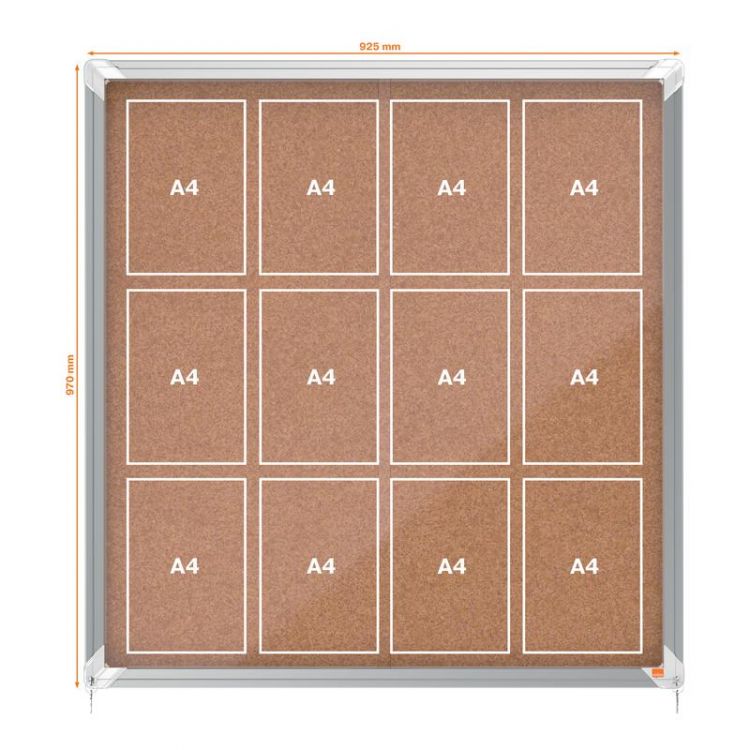 Nobo 1902574 Premium Plus Cork Lockable Notice Board 12xA4 - Image 2