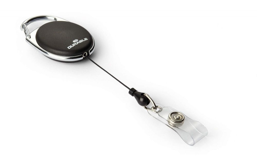 Durable STYLE Secure Retractable Clip Badge Reel for ID PK10 Black