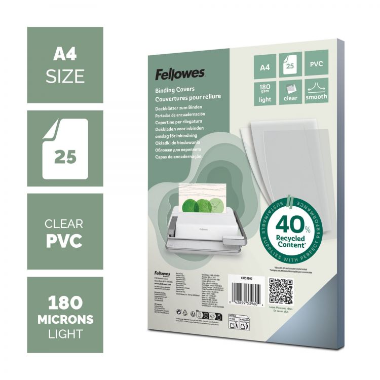 Fellowes PVC Cover A4 180 micron Clear - Image 2