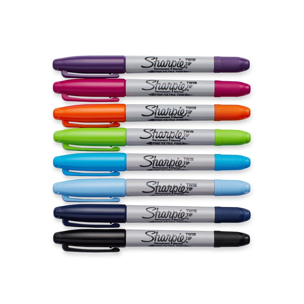Sharpie Permanent Markers Twin Tip Assorted Colours Pack of 8