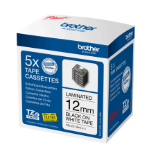 Brother TZE231M5 5 Pack Black on White 8M x 12mm Gloss Tape thumbnail 2