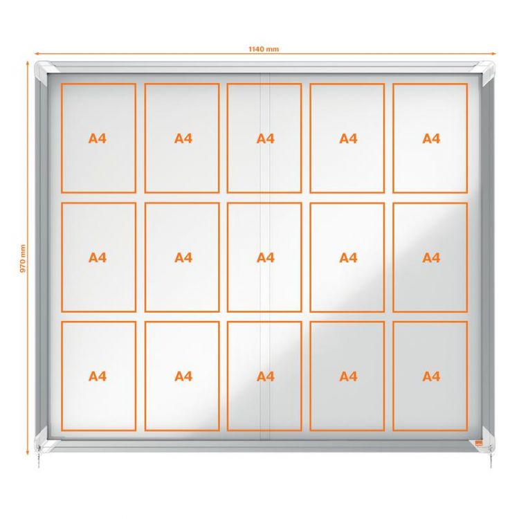 Nobo 1902609 Premium Plus Magnetic Lockable Notice Board 15xA4