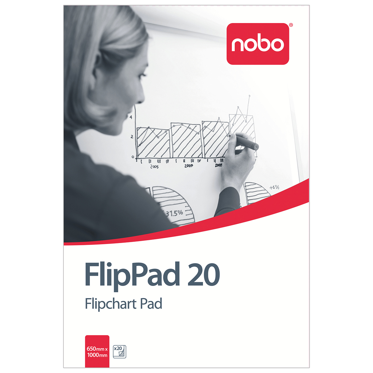 Nobo 1901631 20 Page 650x955mm Flipchart Pad - Single Pack
