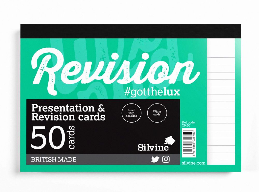 Silvine Revision and Presentation Cards Ruled 152x102mm White Pack 50