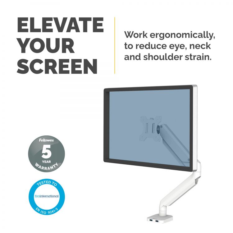 Fellowes 8056201 Platinum Series Single Monitor Arm - White - Image 7