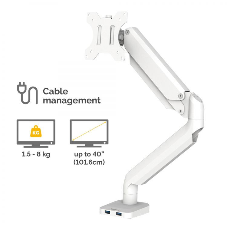 Fellowes 8056201 Platinum Series Single Monitor Arm - White - Image 2
