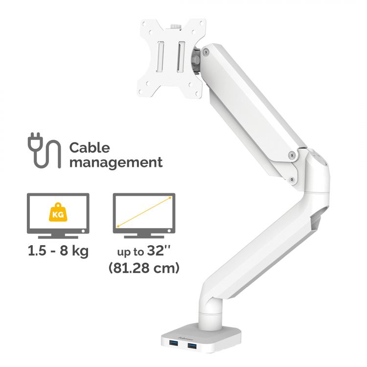 Fellowes 8056201 Platinum Series Single Monitor Arm - White - Image 3
