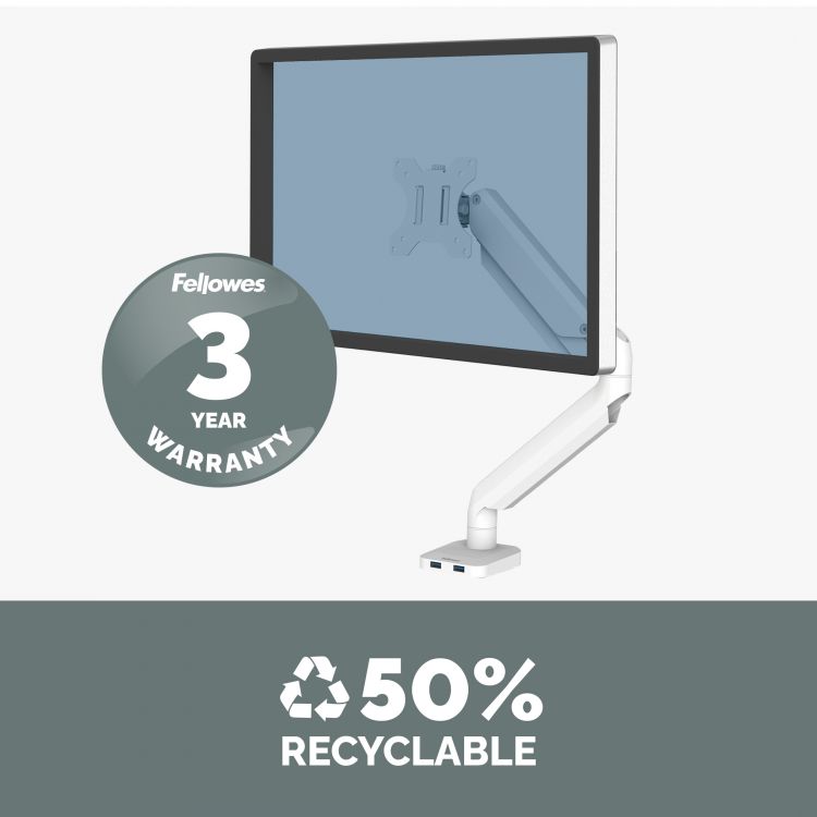 Fellowes 8056201 Platinum Series Single Monitor Arm - White - Image 7