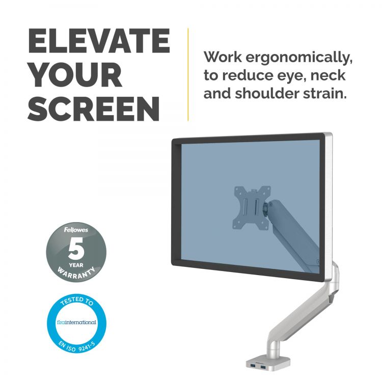 Fellowes 8056401 Platinum Series Single Monitor Arm - Silver - Image 6