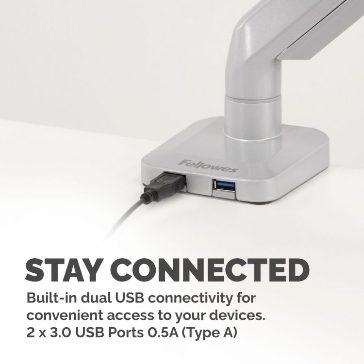 Fellowes 8056401 Platinum Series Single Monitor Arm - Silver - Image 5