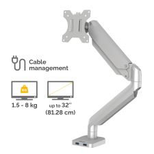 Fellowes 8056401 Platinum Series Single Monitor Arm - Silver thumbnail 3