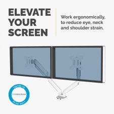 Fellowes 8056301 Platinum Series Dual Monitor Arm - White thumbnail 2