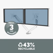 Fellowes 8056301 Platinum Series Dual Monitor Arm - White thumbnail 7