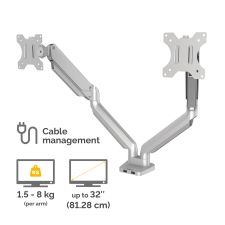 Fellowes 8056501 Platinum Series Dual Monitor Arm - Silver thumbnail 3