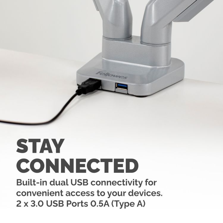 Fellowes 8056501 Platinum Series Dual Monitor Arm - Silver - Image 5