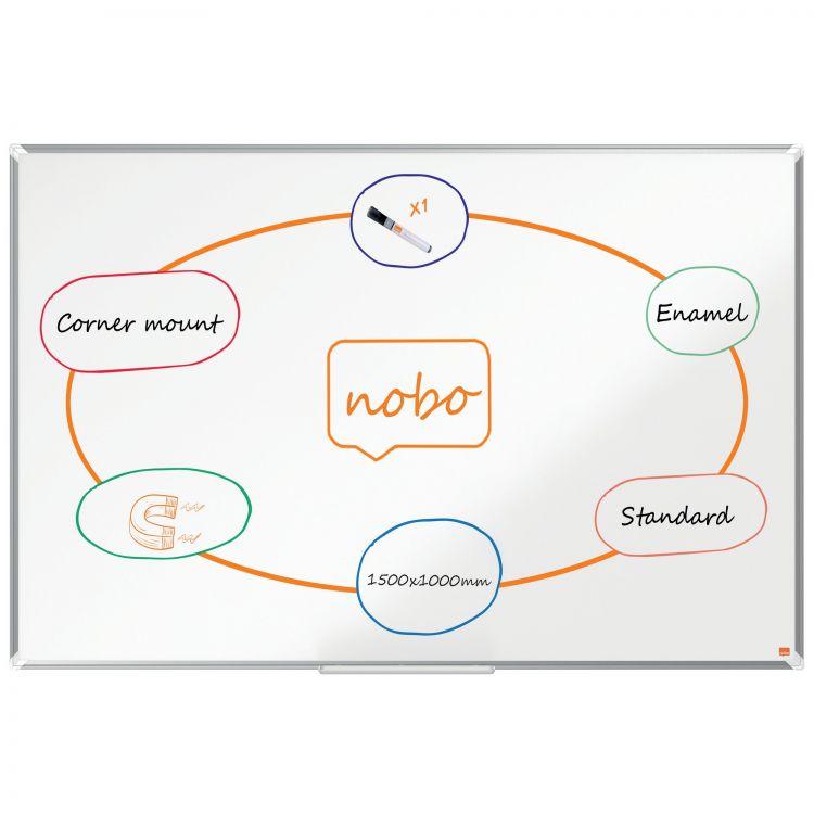 Nobo Premium Plus Enamel Magnetic Whiteboard 1500x1000mm - Image 4