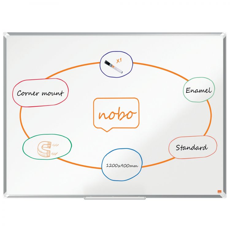 Nobo Premium Plus Enamel Magnetic Whiteboard 1200x900mm - Image 3