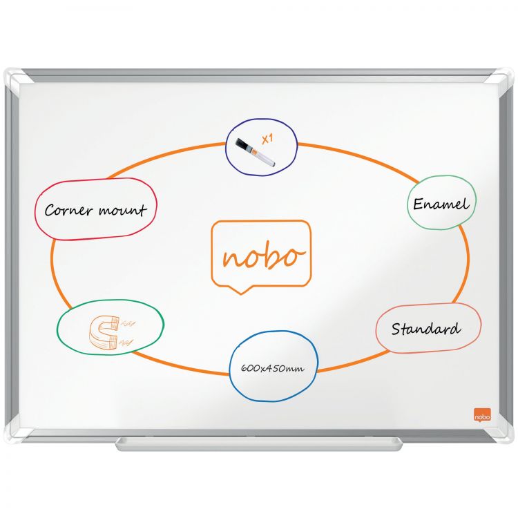 Nobo Premium Plus Enamel Magnetic Whiteboard 600x450mm - Image 3