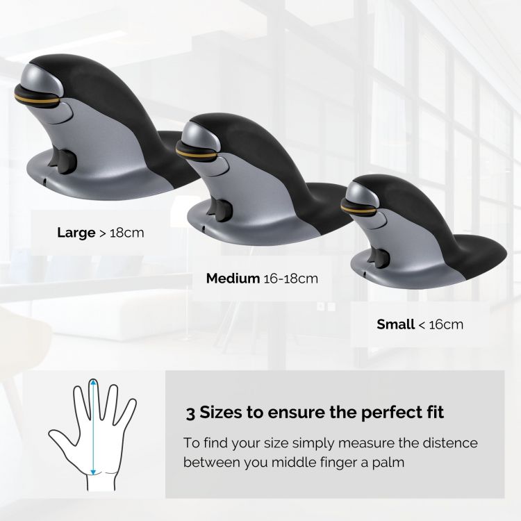 Fellowes 9894501 Large Penguin Ambidextrous Vertical Mouse - Wireless - Image 2
